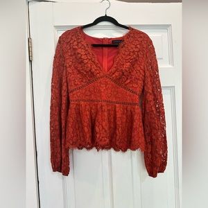 Endless Rose lace v neck long sleeve top blouse Anthropologie Shopbop